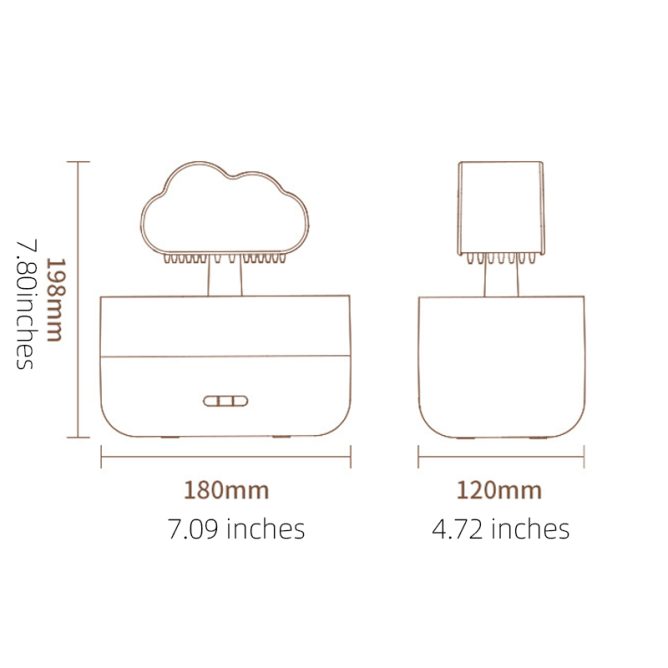 Humidifier with a cloud-rain effect